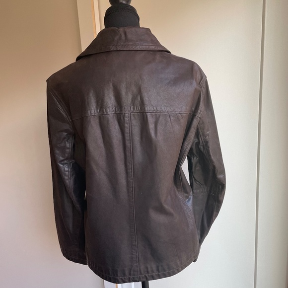 Oversized Vintage 90s Roots Leather Jacket Chocolate Brown - Picture 4 of 13